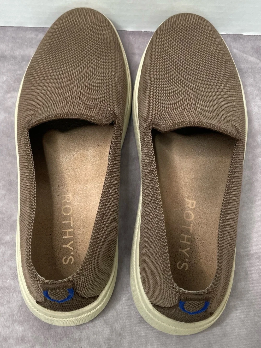Rothy's The Original Slip On Sneaker Mens Size 10.5 Brown Knit Shoe Casual